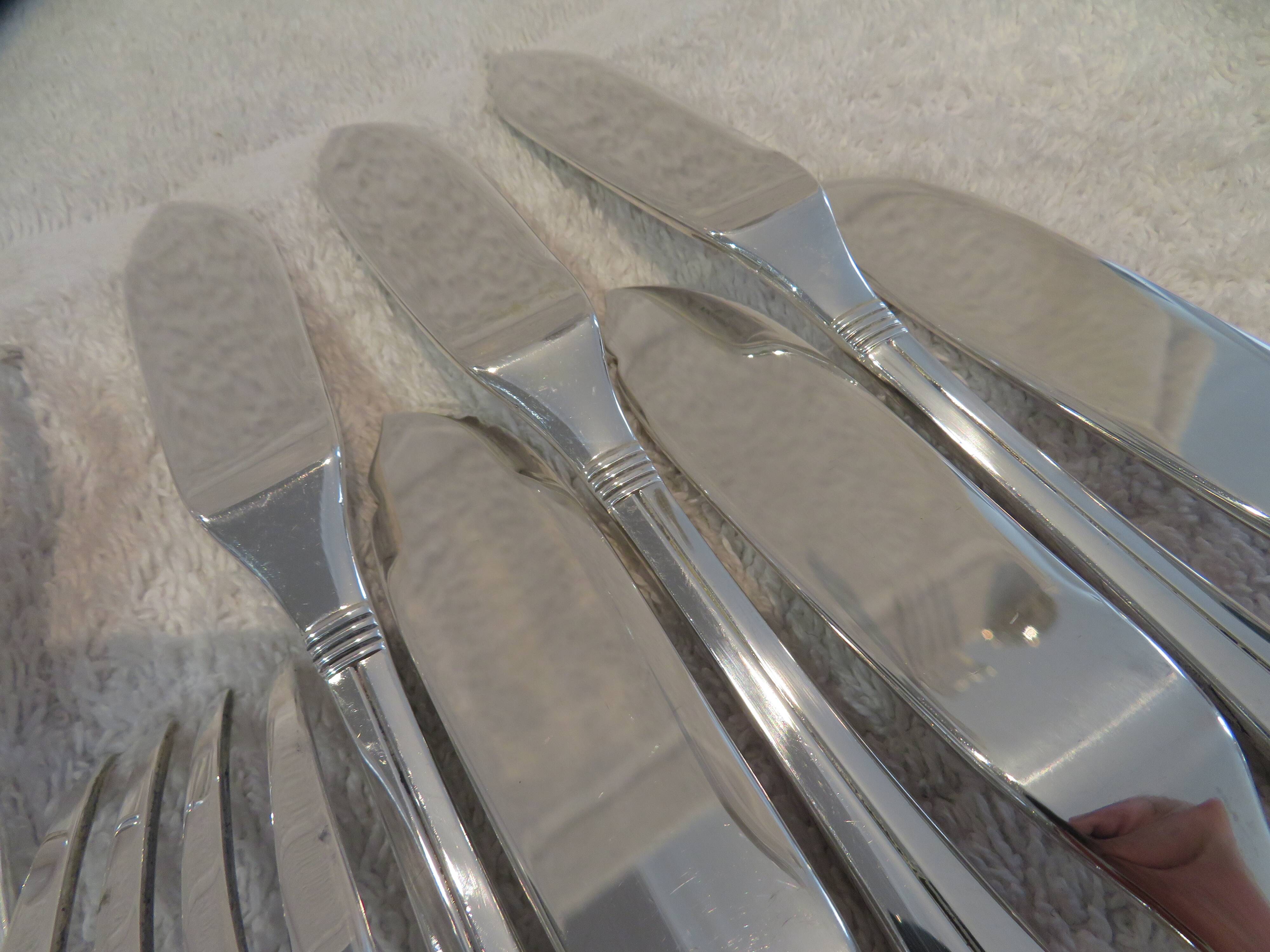 6 silver-plated fish cutlery sets 12p Christofle Atlantide