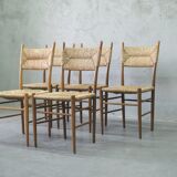 Mid-century italian dining chairs, 1950s, set of 5