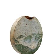 Pierre Devie, Mid-century modern green ceramic solifleur vase, France 1980