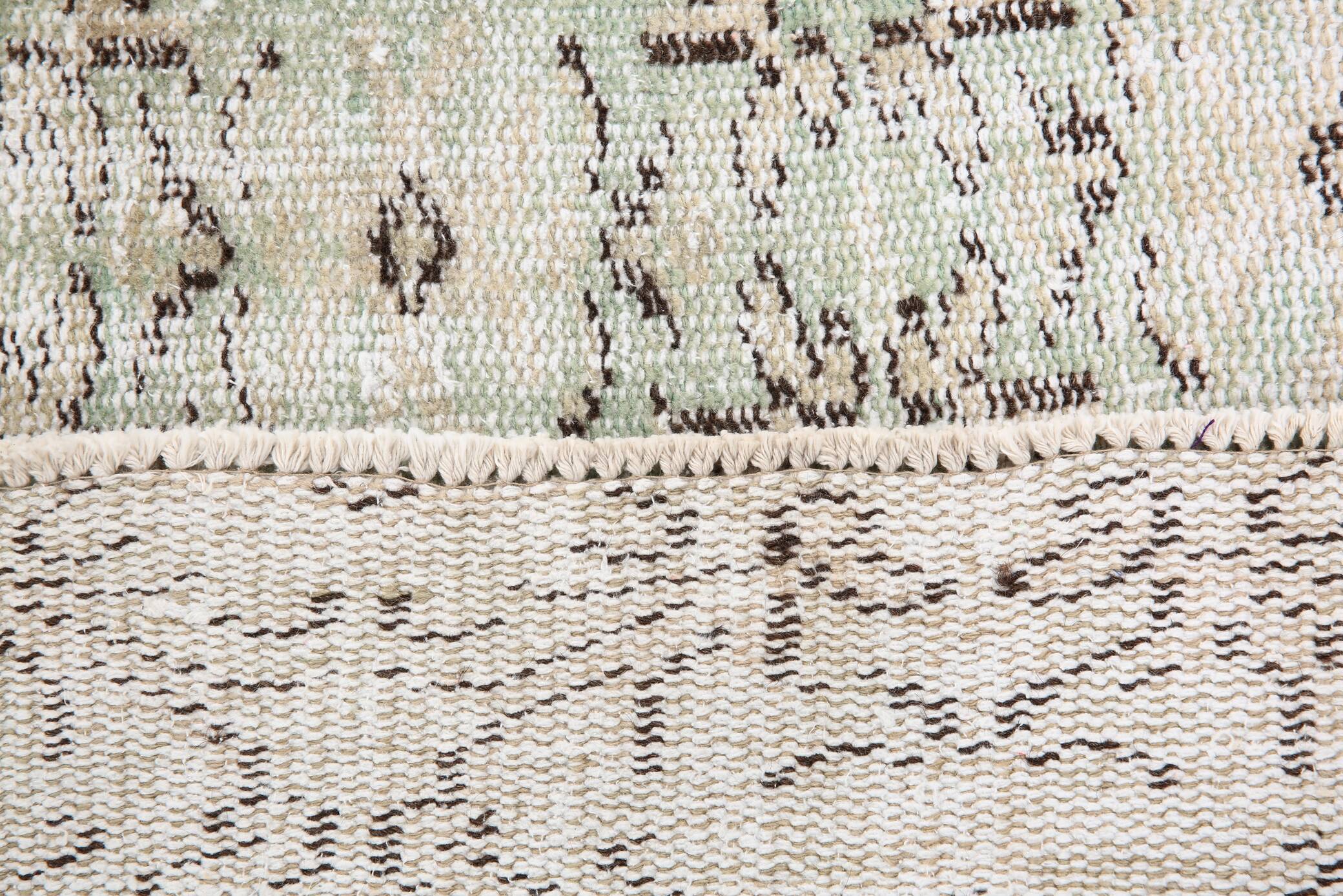 3x9 Shades Of Light Green & Black Vintage Runner Rug, 81x275Cm