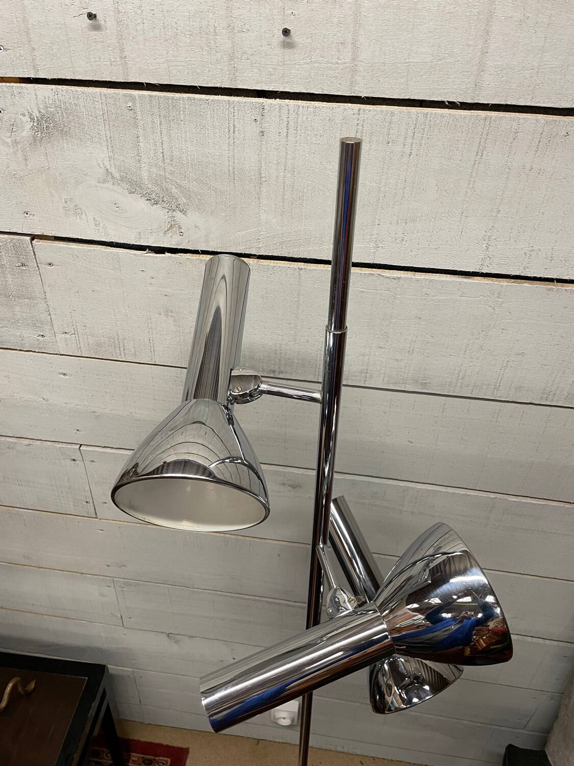 Lampadaire chromé 3 spot vintage design 70