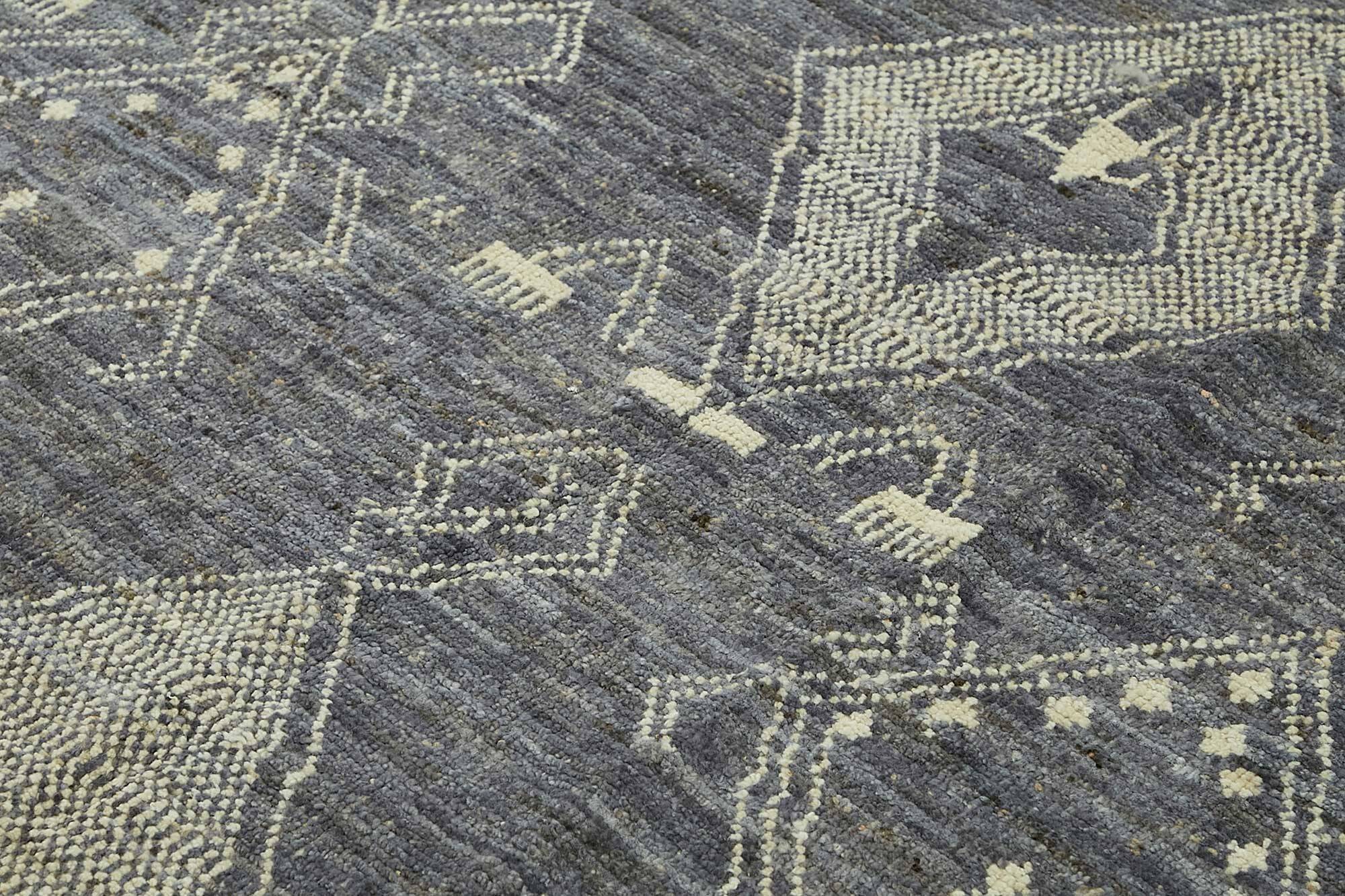 Hand-Knotted Turkish Contemporary 251 cm x 296 cm Blue Wool Carpet