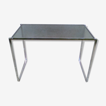 Table en métal chromé et verre années 70