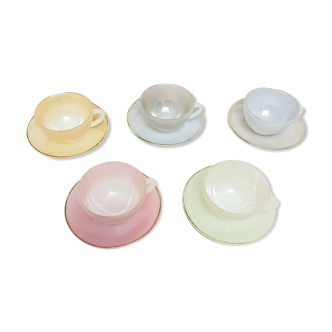 5 tasses arlequin arcopal en opaline