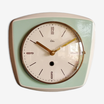 Vintage ceramic clock silent wall clock "Elbor green celadon"