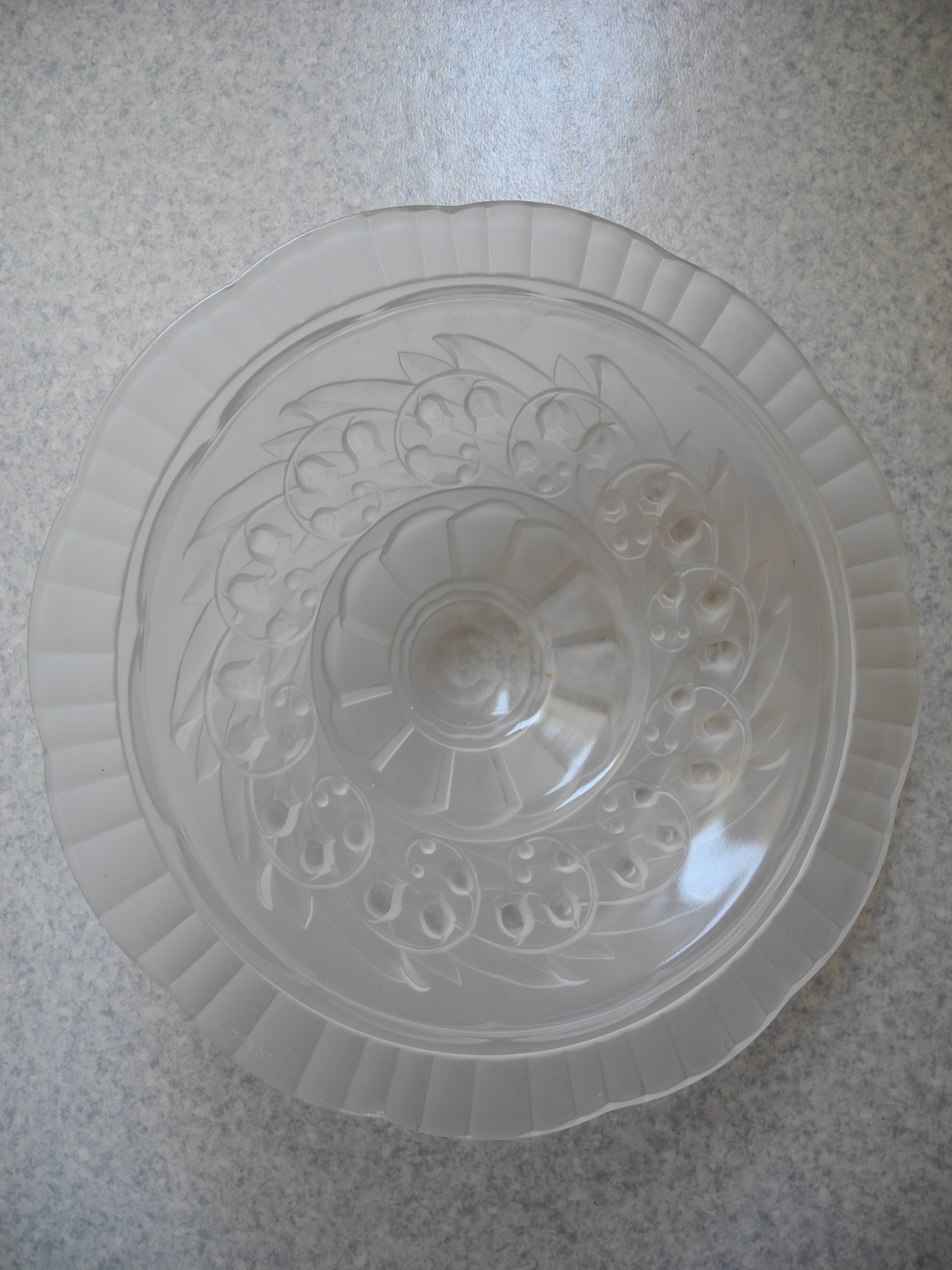 antique Art Deco Maynadier French glass chandelier basin