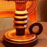 Vintage turned wooden candle holder lamp