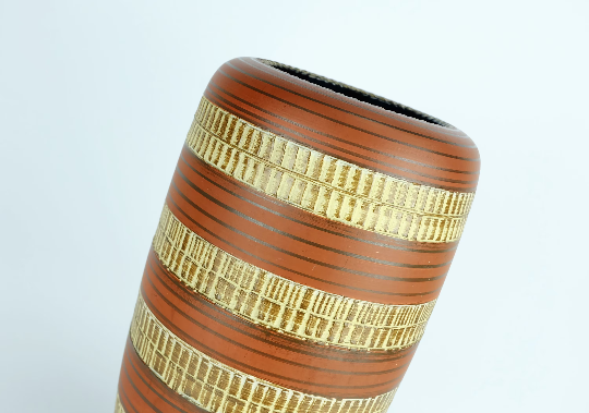West german mid century vase duemler & breiden model 166 30 relief and stripe decor 1950s 1960s wgp