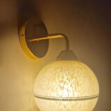 Art Deco wall light pink ball in Clichy glass with silver edging