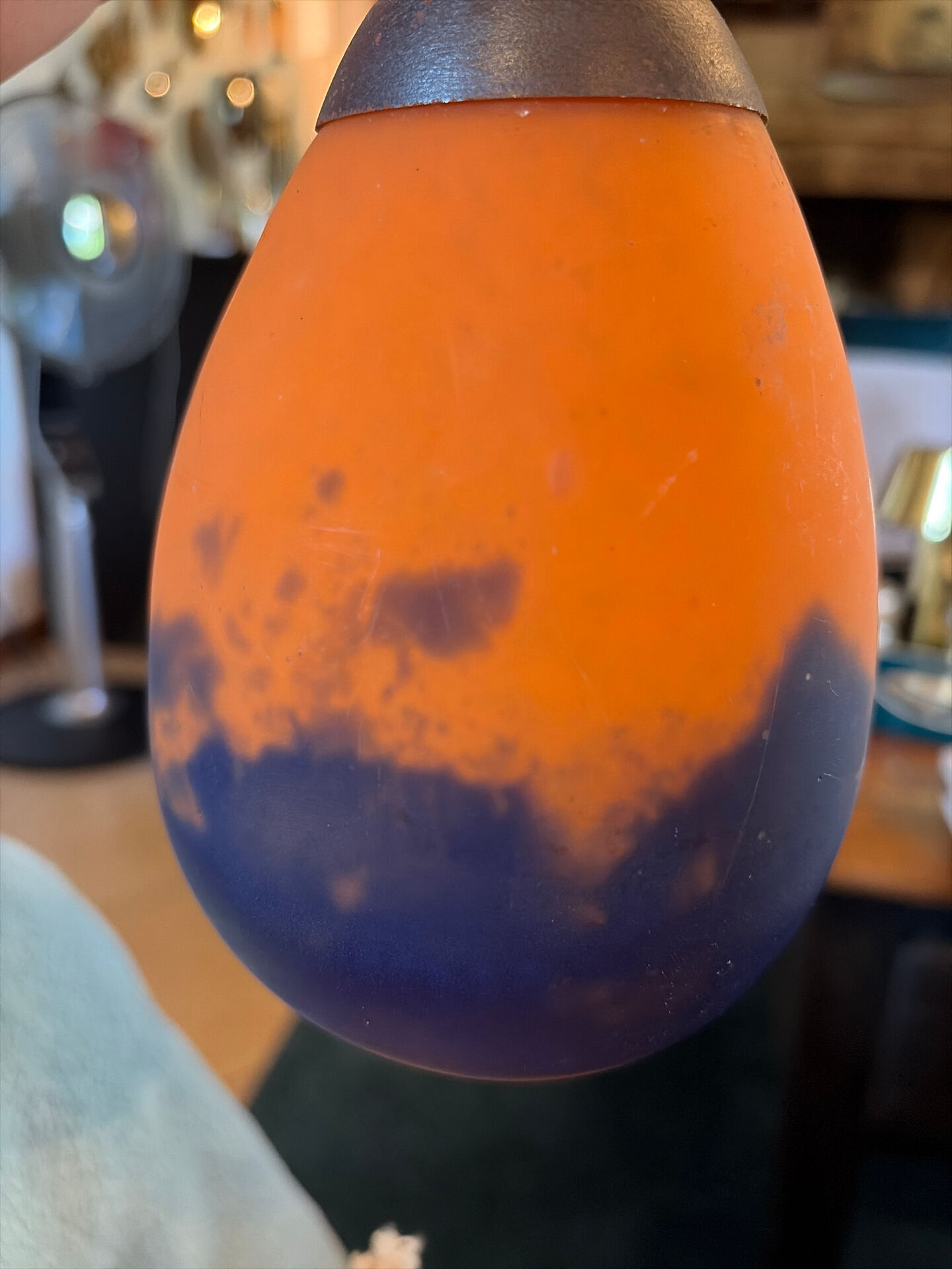 Glass paste lamp signed Degué