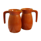 Two vintage arcopal volcano pitchers