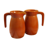 Two vintage arcopal volcano pitchers