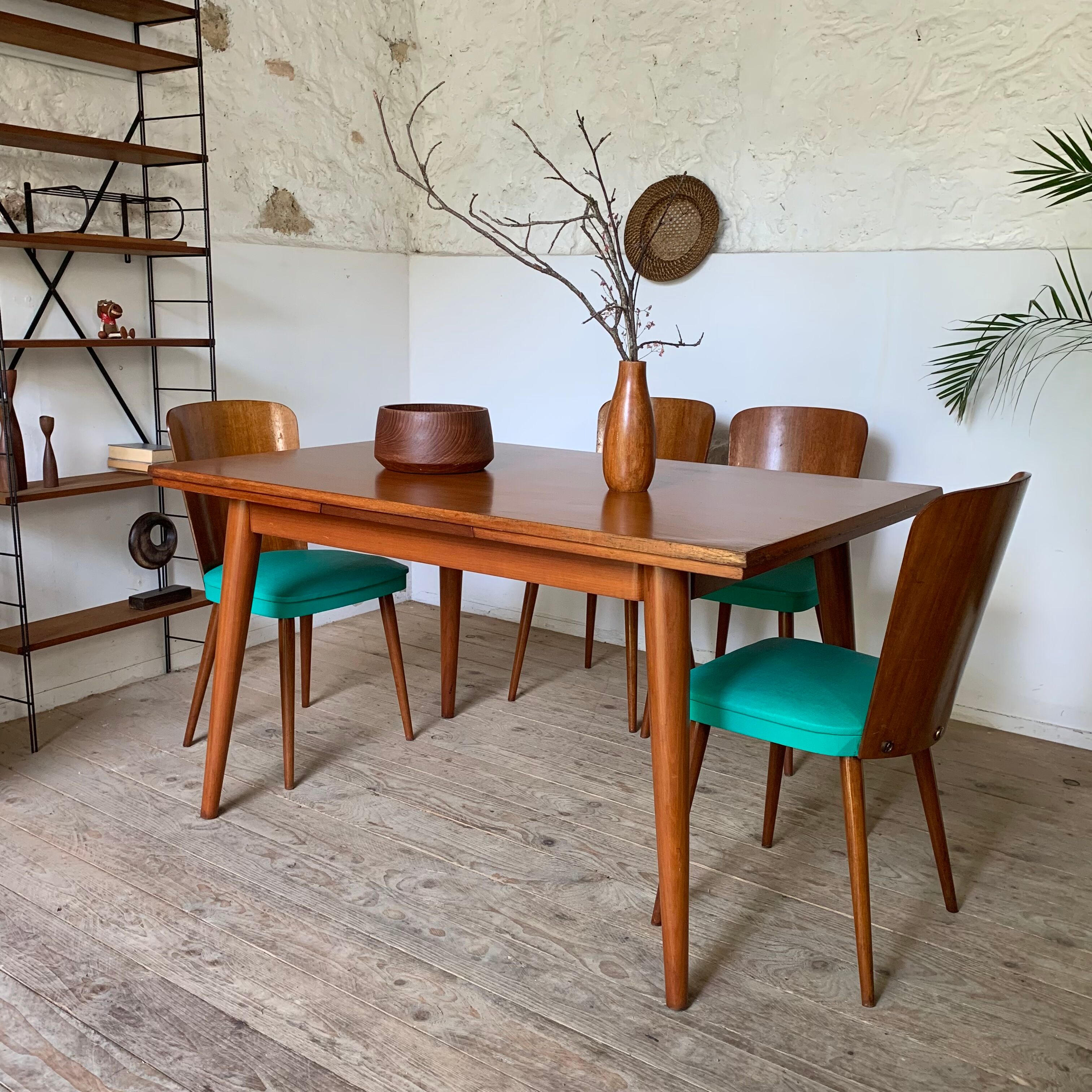 Vintage rectangular teak dining table