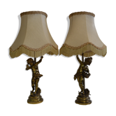 Lampes de table avec des amours en régule doré