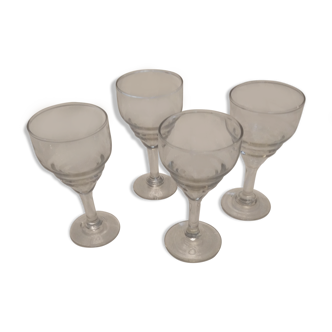 Lot of 4 glasses vintage bistro