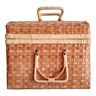 Small suitcase in vintage rattan trunk