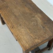 Old farmhouse table in solid oak, 1 drawer, France