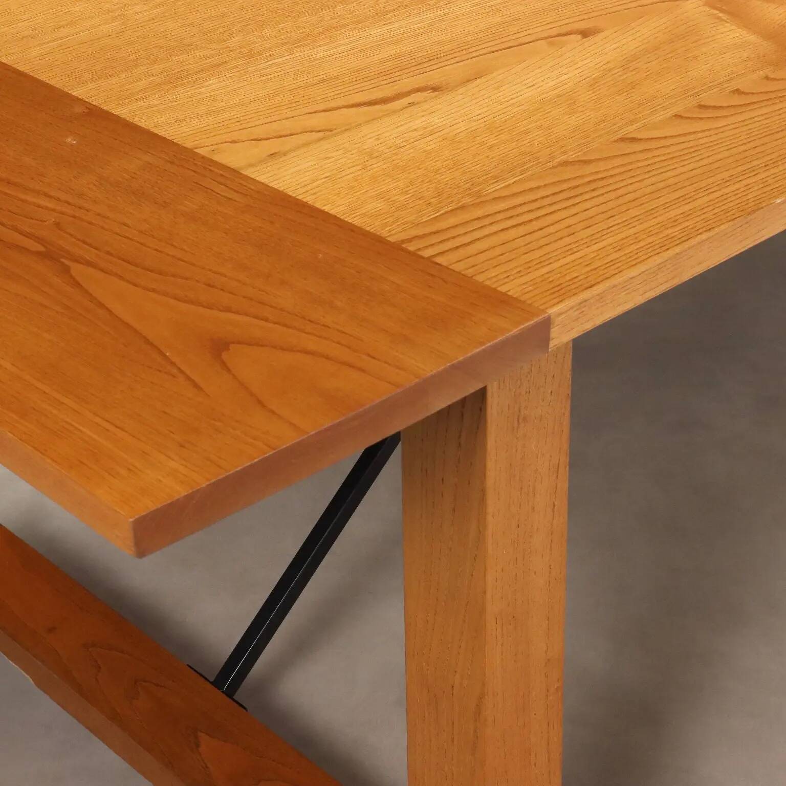 Antique oak and metal table, Italy, 20th century