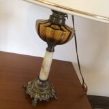Electrified amber kerosene lamp
