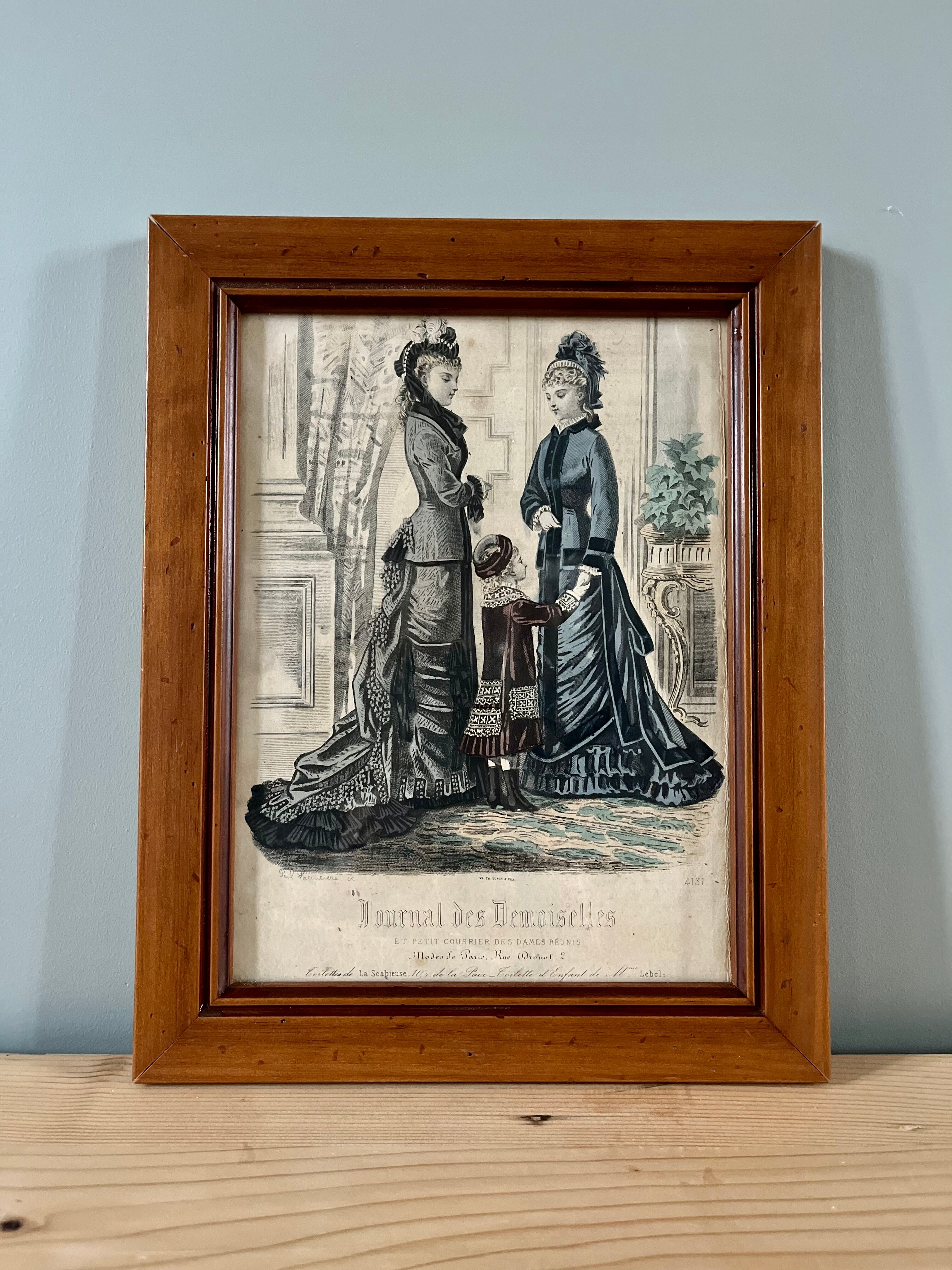 Set of two framed old illustrations