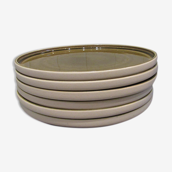 6 assiettes plates rondes olive collection Nara de Playground.
