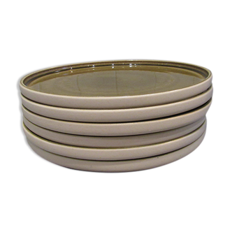 6 assiettes plates rondes olive collection Nara de Playground.