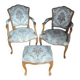 Upholstered chairs in cherry wood, Regency style, Louis XIV with its footrest (set).