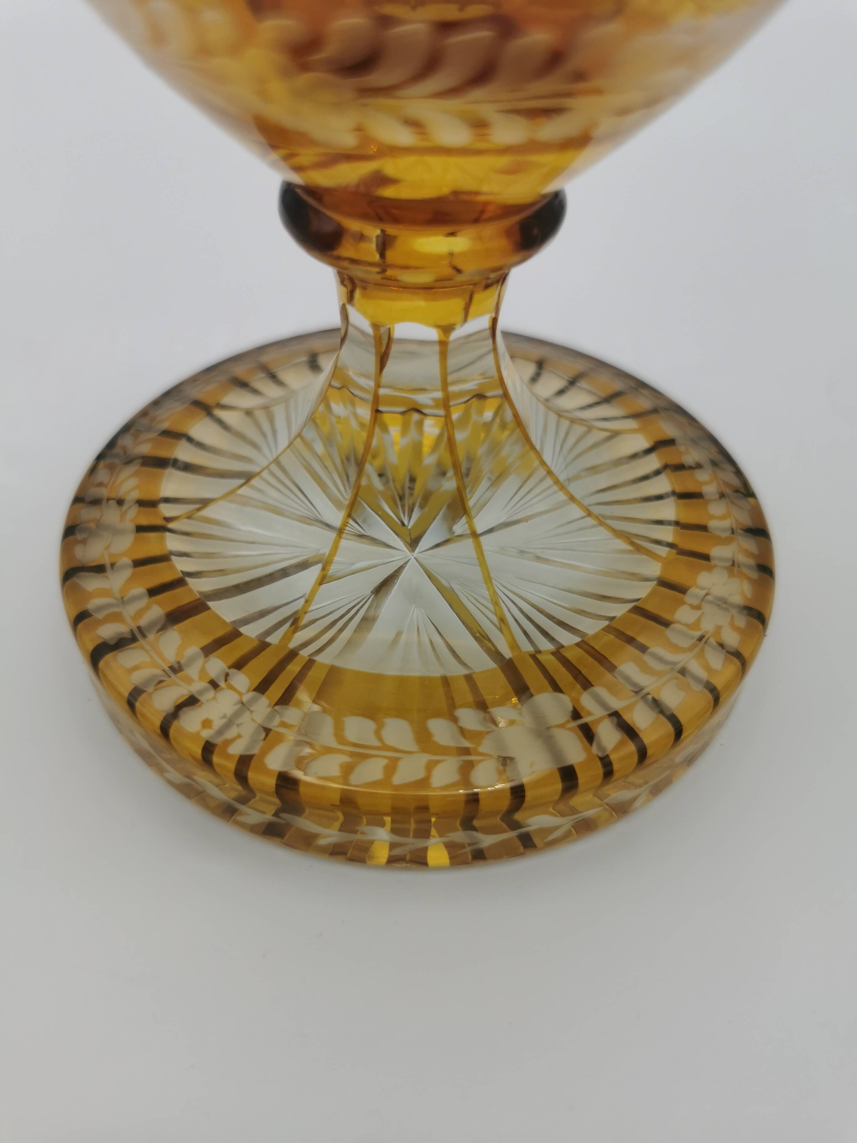 Amber yellow Bohemian crystal vase