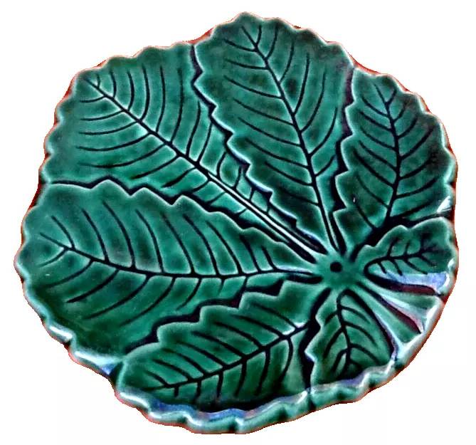 1960s vine leaf trivet glazed ceramic