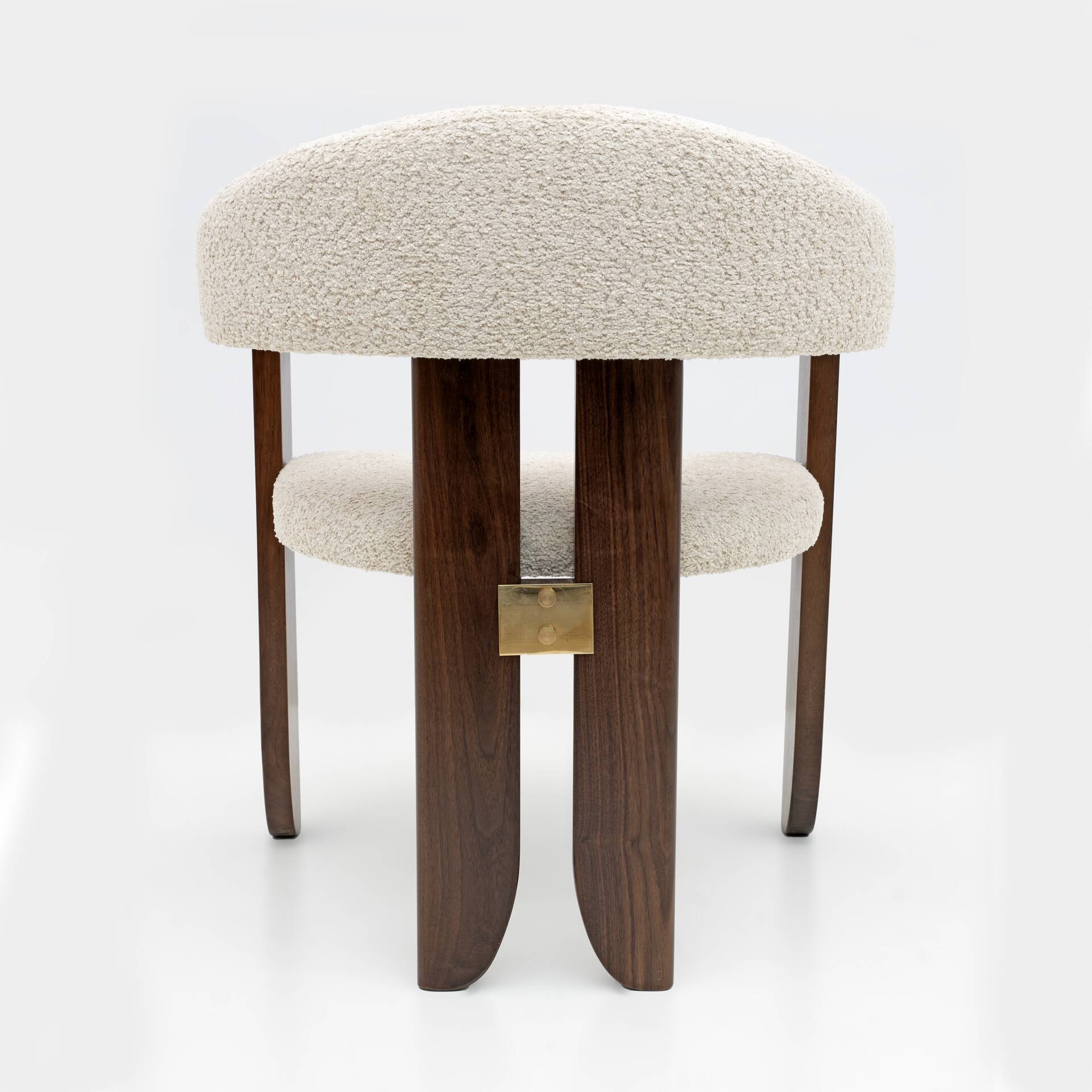 Eight Mid-century Modern Italian Bouclè and Walnut Dining Chairs, 1970s