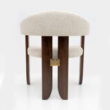 Eight Mid-century Modern Italian Bouclè and Walnut Dining Chairs, 1970s