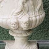 Pair of Medicis Borghese vases in porcelain biscuit and brass.