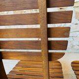 Pair of vintage folding chairs with slats, 1950-1960