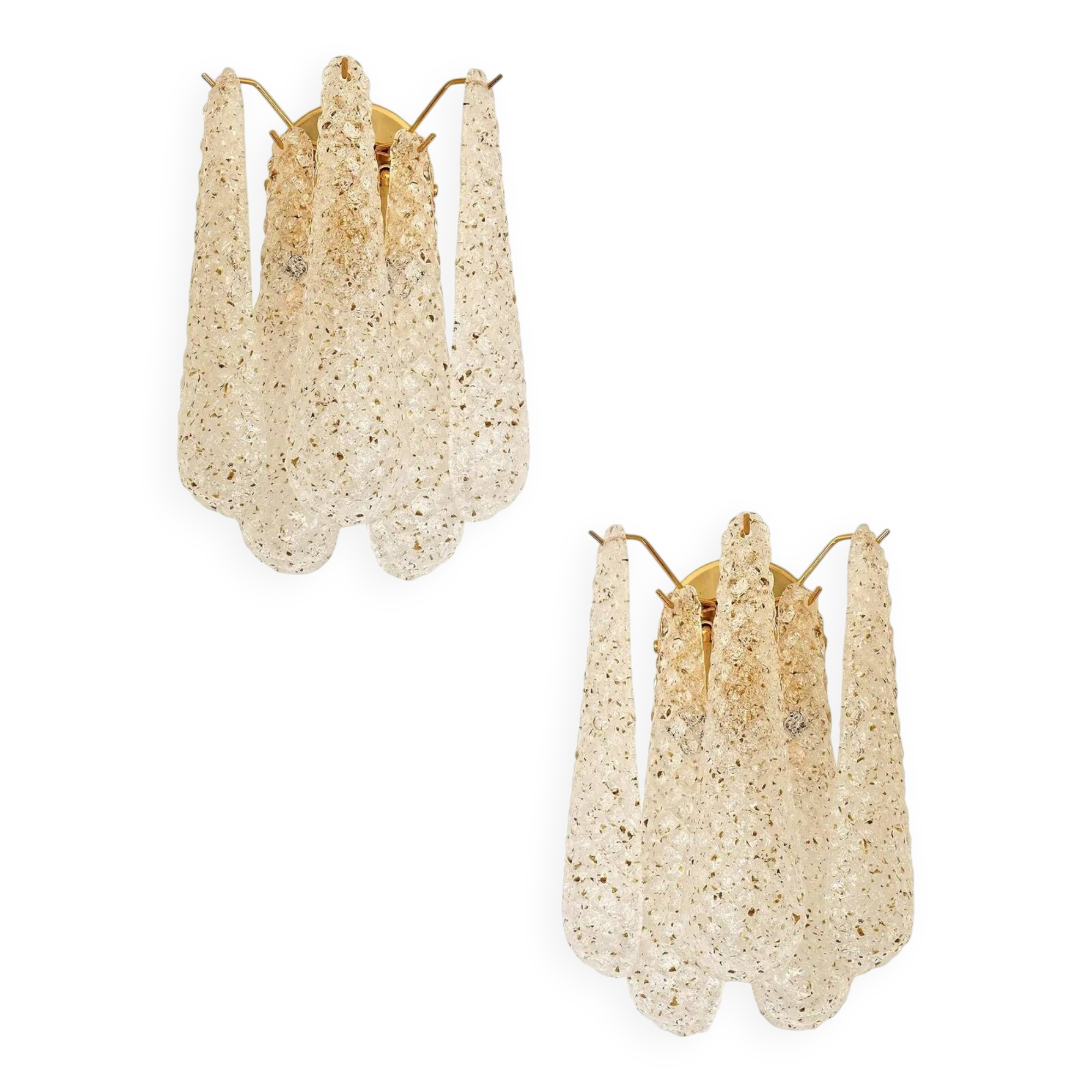 Mid-Century Modern “Conchiglie” Murano Glass Gold Wall Lights – Set of Two