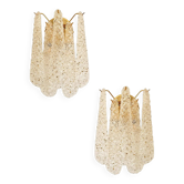 Appliques murales en verre de Murano doré "Conchiglie" de style mid-century moderne – Ensemble de deux