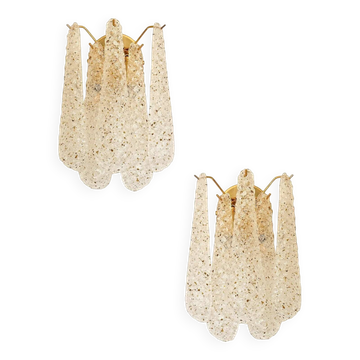 Mid-Century Modern “Conchiglie” Murano Glass Gold Wall Lights – Set of Two