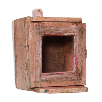 Vitrine murale petite ancienne boite a horloge patine d'origine inde
