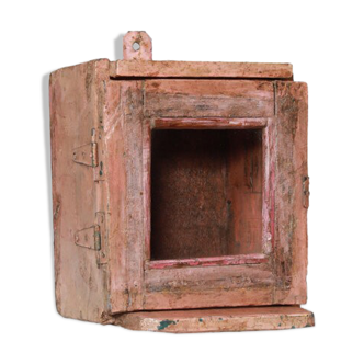 Little old wall showcase box has clock patina of origin india