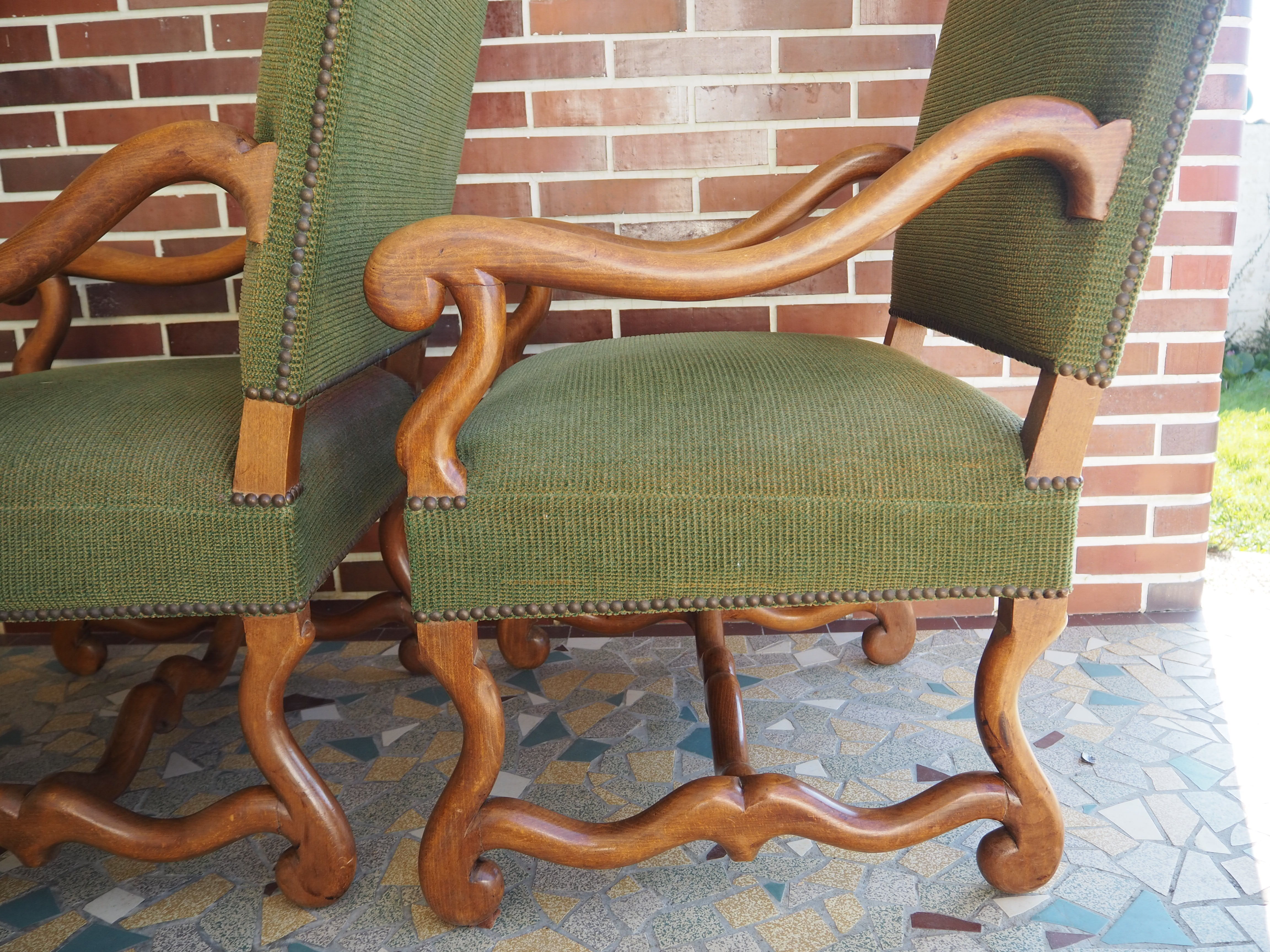 A pair of Louis XIII-style sheep bones armchairs