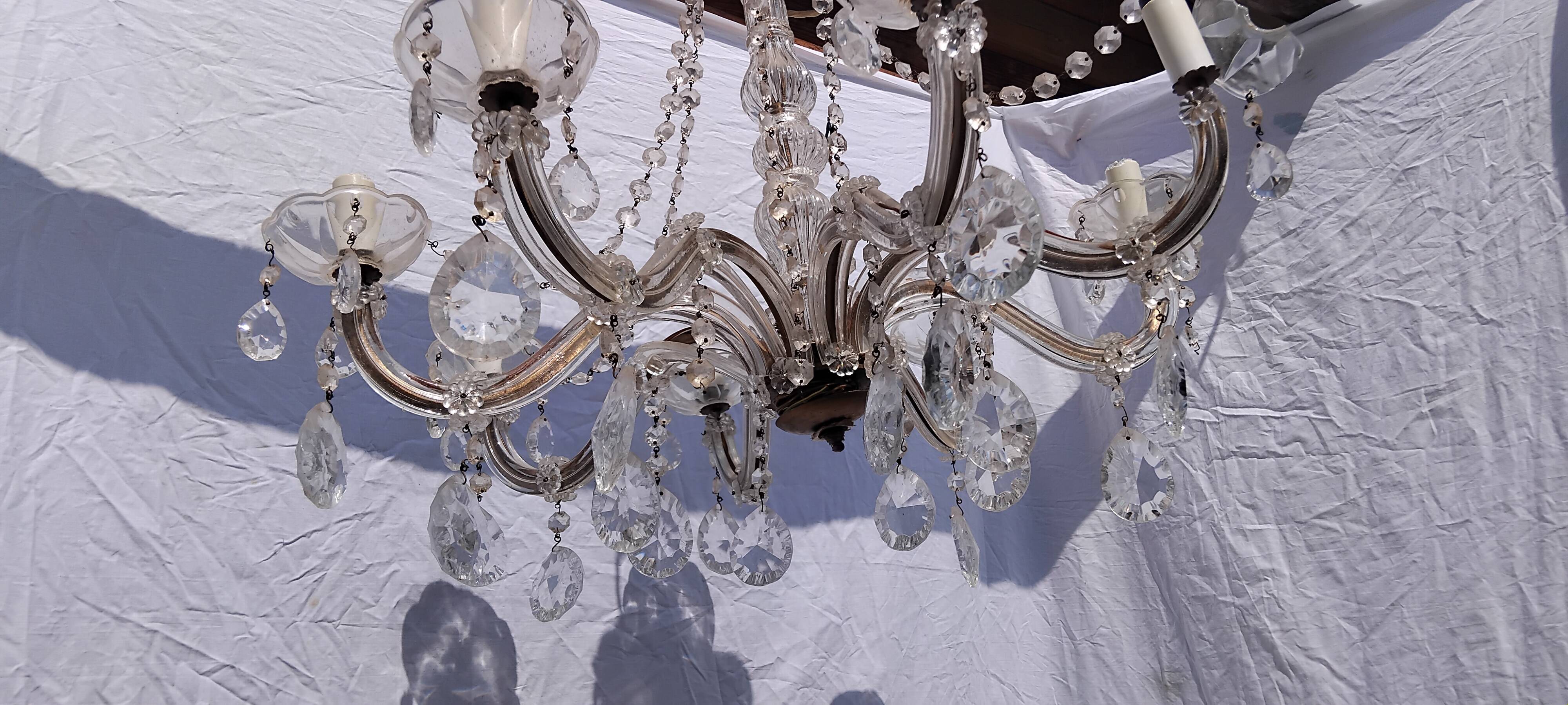 4 vintage crystal chandelier pendants