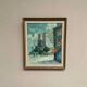 Huile sur toile du milieu du siècle – « Scène de ville » par WB, signée, vintage et encadrée 40×47cm