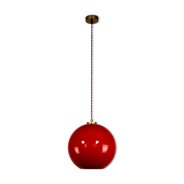 Suspension en verre rouge du milieu du si cle Selency Suspension en verre rouge du milieu du si cle Selency