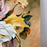 Autumn roses, oil on canvas signed Esterel.