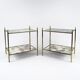 Set of 2 French brass and mirror side tables, 1970s