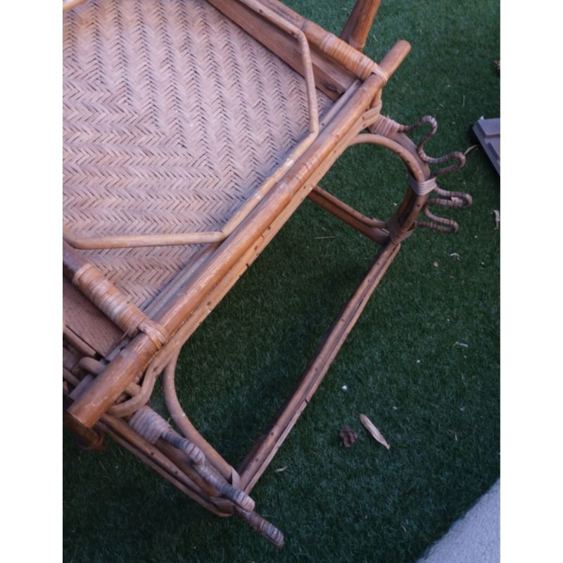 Transat chaise longue en rotin des années 30