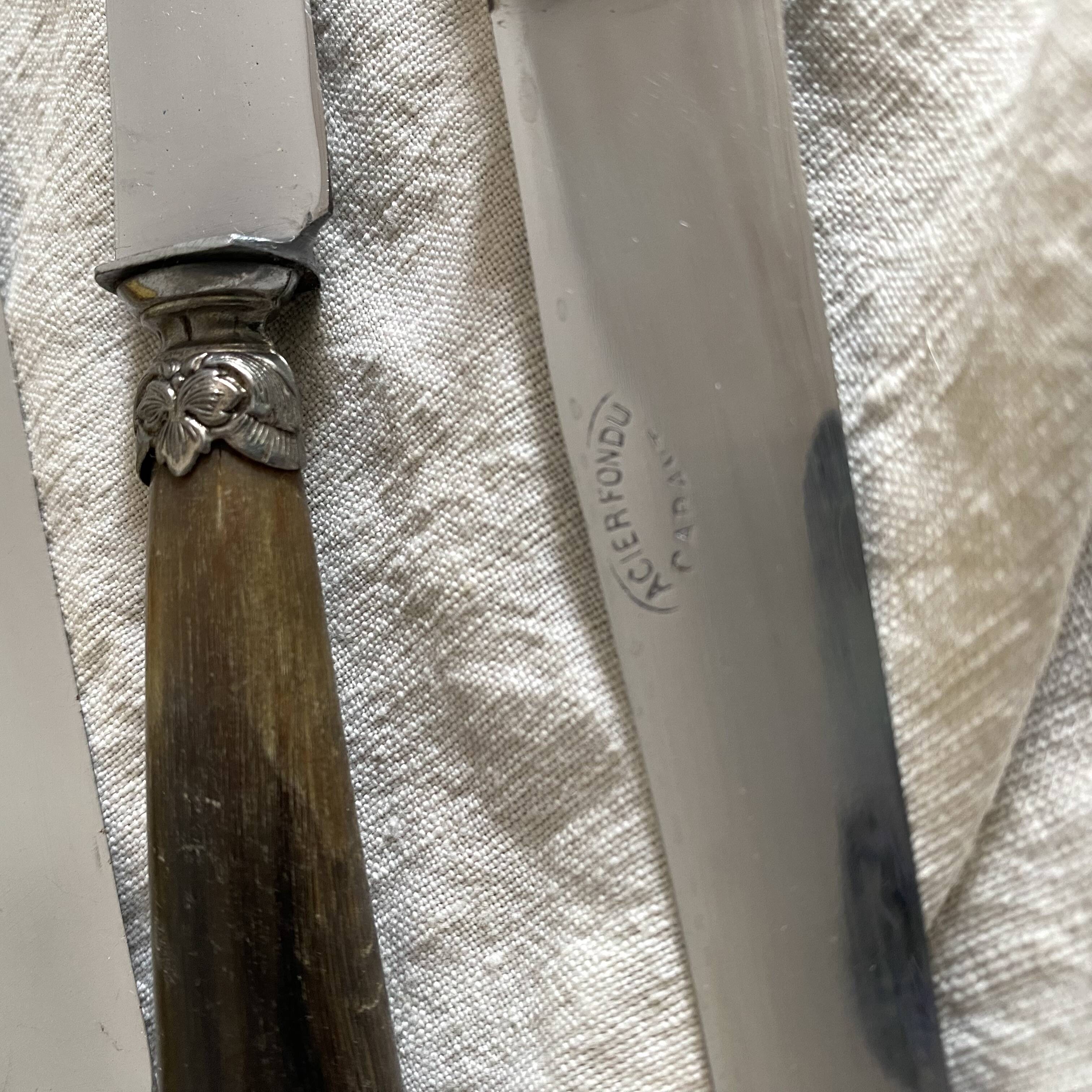 Antique horn and steel blade knives