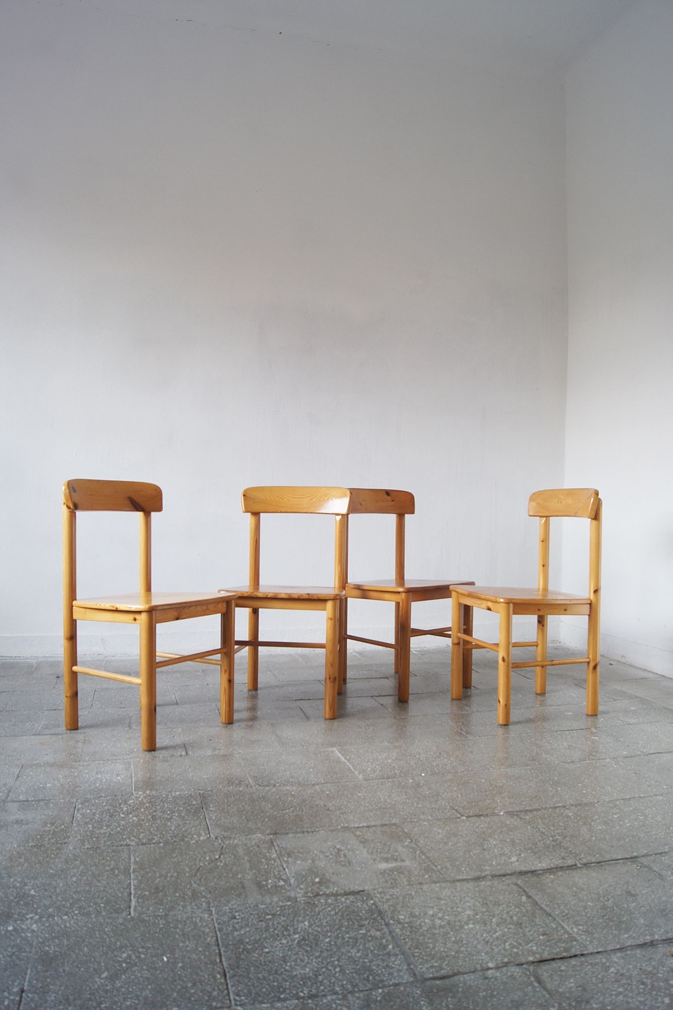 4 brutalist pine dining chairs attributed to rainer daumiller for hirtshals savvaerk