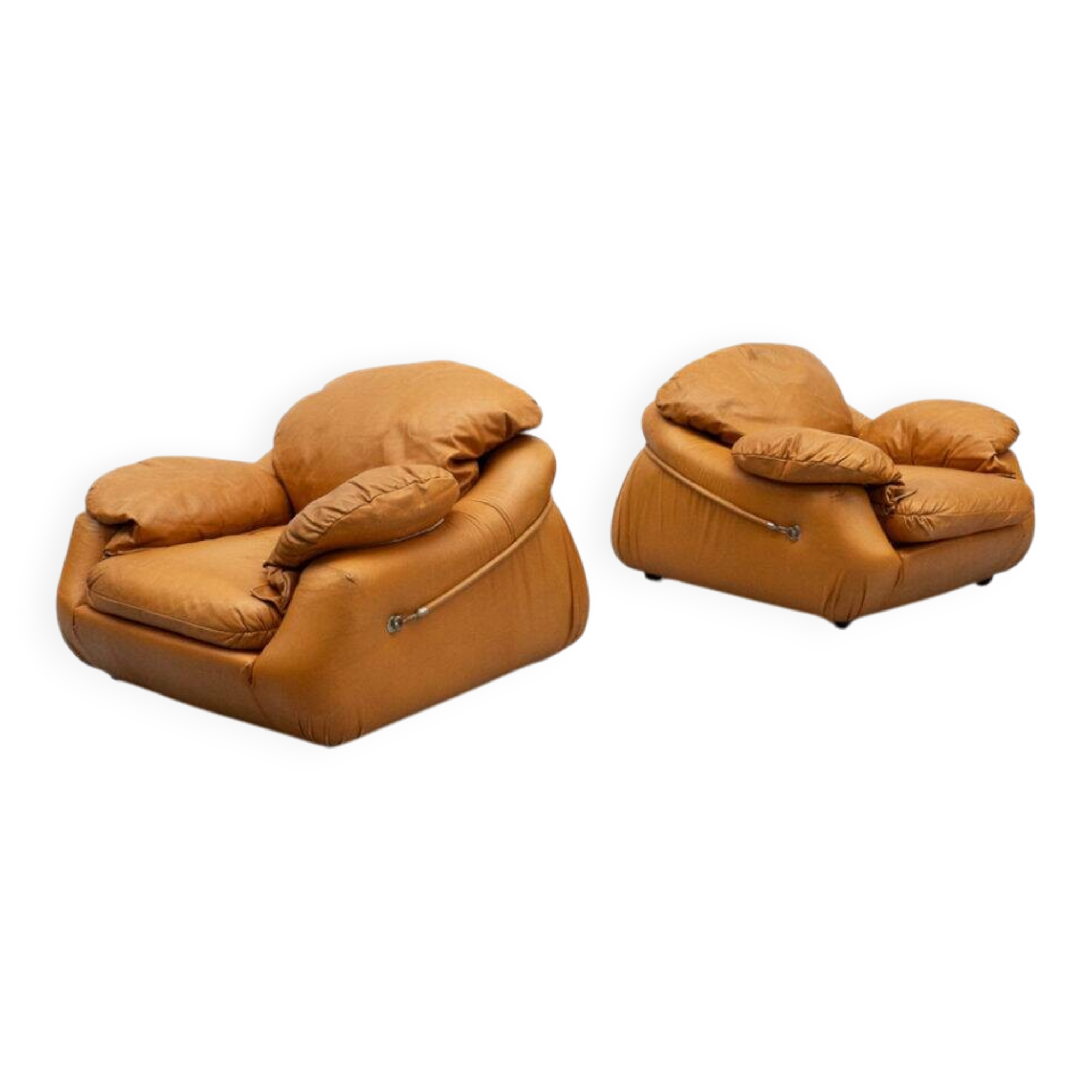 Cognac leather Italian lounge chair 1970s