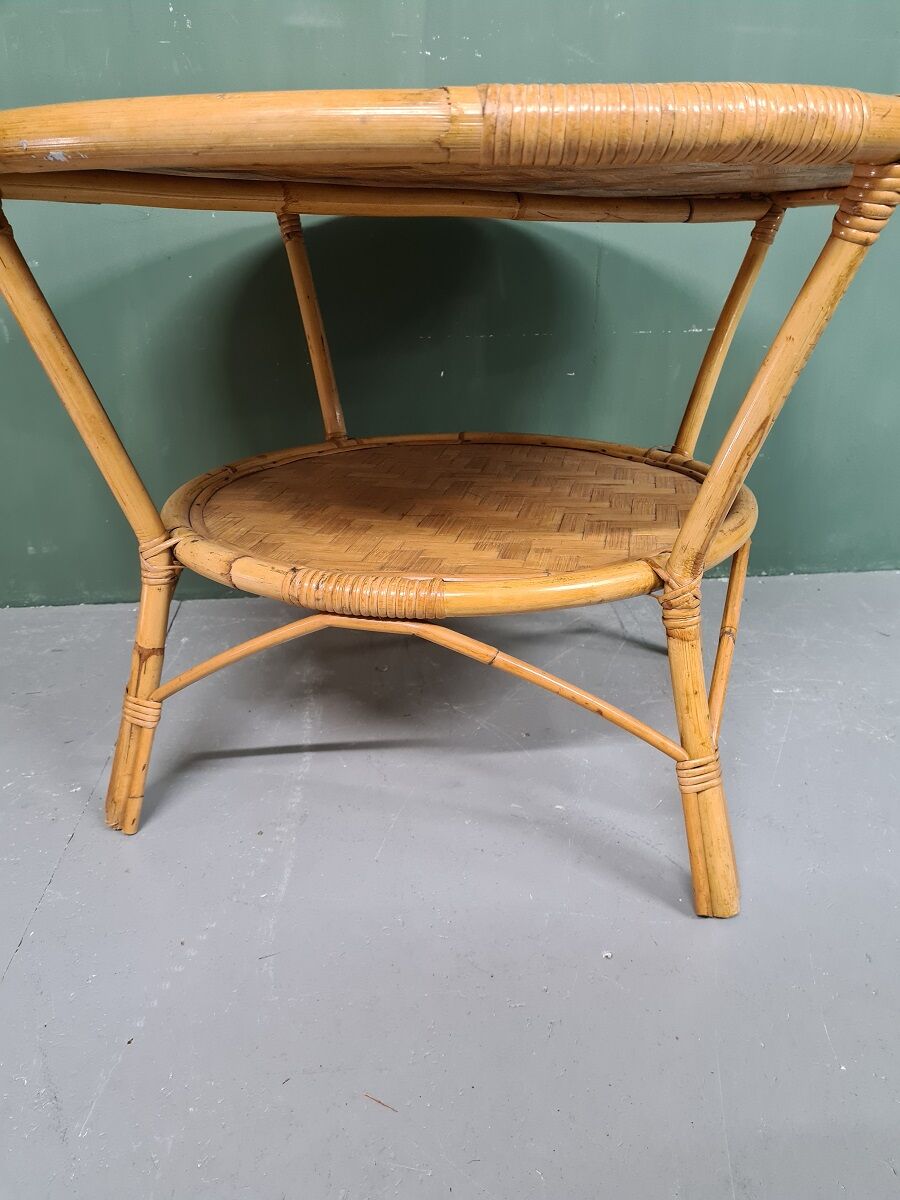 Retro Rattan Coffee Table 1990s.