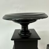 Set of 2 antique black marble candle stands, 1930's Art deco